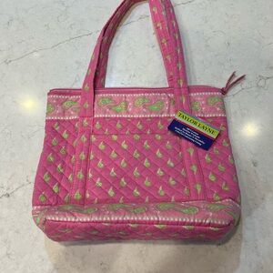 Pink and Green Quilted Tote Bag